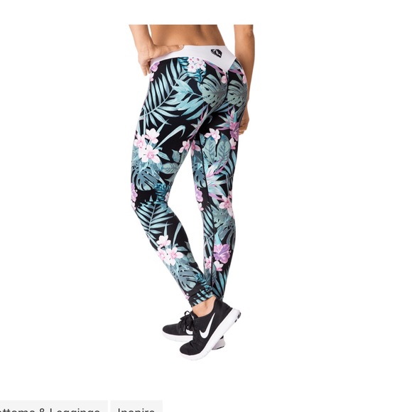 Tropical print athletic leggings - Picture 1 of 8